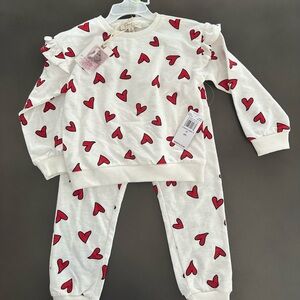 Jessica Simpson White and Red Heart Matching Set